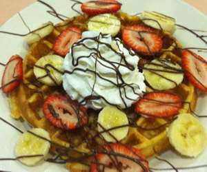 waffles with bananas and strawberries